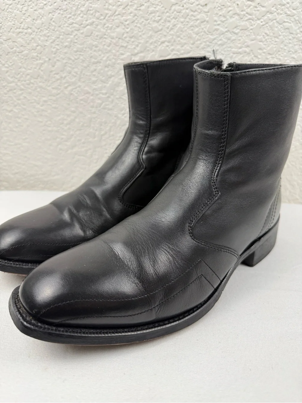 Laredo Hoxie 62009 Western Ankle Boots | Black Leather | Side Zip | Men's 10D